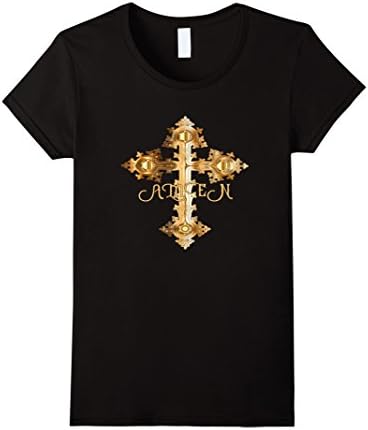 Women's Crucifix Jesus Salvation T Shirt Small Black