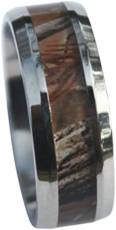 Camo Ring with Awesome Woodland Pattern LIMITED TIME SALE, Camouflage Wedding Rings, Size 8