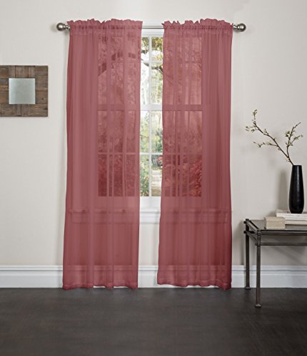 Burgundy Sheer Voile Window Curtain Panel, Great Quality, Beautiful Sheer Curtain - 55X84