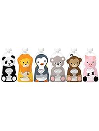 Squooshi Reusable Food Pouch | Animal 6 Pack | New Larger Size!