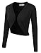JJ Perfection Women's Cropped Open Front Long Sleeve Bolero Shrug Cardigan BLACK L