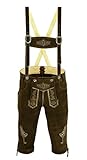 Trends Men's Bavarian Trachten Lederhosen Leather Shorts 34 Dark Brown