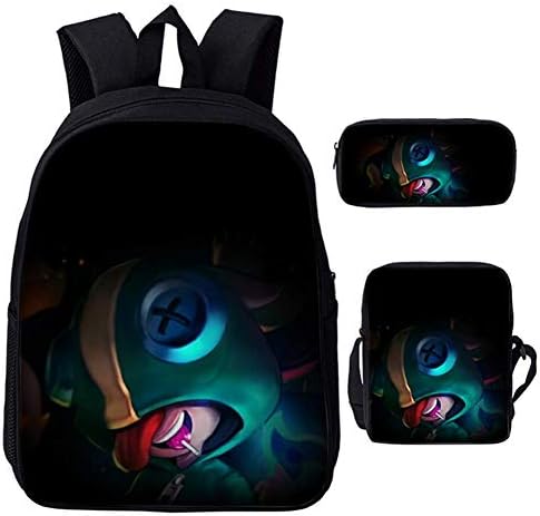 KJHUDD Brawl Stars School Backpack 3D Print School Bags Set Bookbags Shoulder Bag Pouch 3 in 1 for Teens Girls Boys