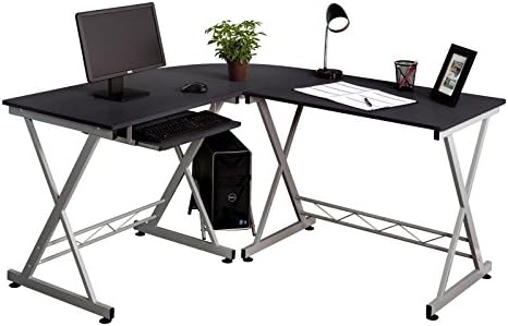 Thegood88 L-Shape Corner Computer Desk Laptop Workstation Home Office Furniture Black TG0370