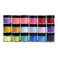 Ecurson 18 Colors Acrylic Nail Art Tips UV Gel Powder Dust Design Decoration 3D Manicure