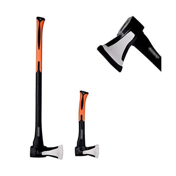 GardebrukÂ® Axt 2 kg Beil 1 kg Set ergonomischer Handgriff Gummischutz Universal Spaltaxt Spaltbeil Spalthammer Holzspalter