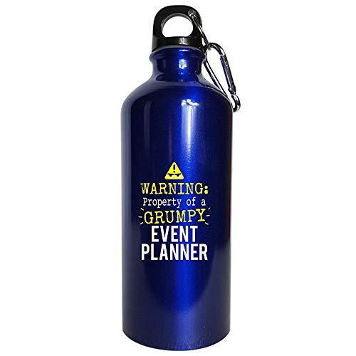 Warning! Grumpy Event Planner - Water Bottle Metallic Blue