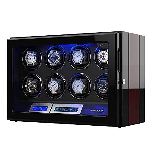 Watch Winder, Wooden Finish with Adjustable [Upgraded] Watch Pillows, 8 Winding Spaces Watch