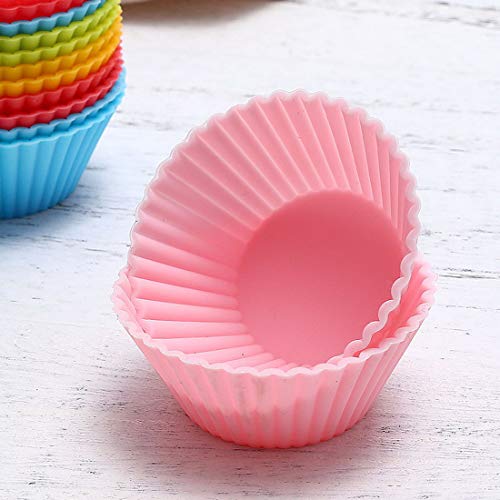 Loweryeah 12Pcs Round Shape Silicone Muffin Cupcake Mould Case Bakeware Maker Mold Tray Baking Cup Liner Baking Molds - Thumbnail 4