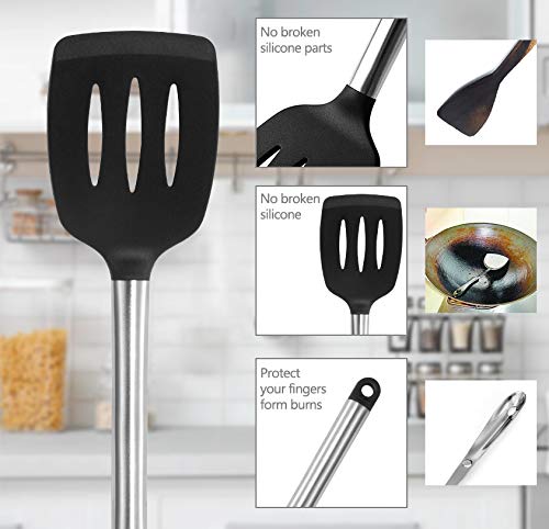 21 PCS Kitchen Utensil Set,AILUKI Silicone & Stainless Steel Spatula Set, Nonstick Non-Scratch and Heat Resistant Cookware Set,Great Kitchen Tools for Gift