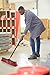 Alpine Industries Alpine Heavy Duty Push Broom for Floor Cleaning Soft Bristle Brush for Shop, Deck, Garage, Concrete for Indoor & Outdoor Sweeping Broom (Red -24 inches)