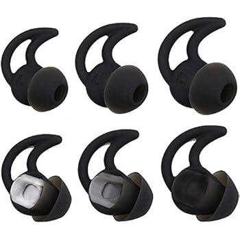 Bose Replacement Noise Isolation Silicone Earbuds/Earplug Tips 3 Pairs Size S M L for Bose Earphones Fit Bose QC20 QuietControl 20 QC30 SIE2 IE3 Soundsport Wireless Earphones (Black)