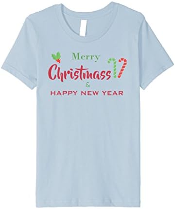 Kids Merry Christmas &amp; Happy New Year T-shirt, Thanks Giving 4 Baby Blue