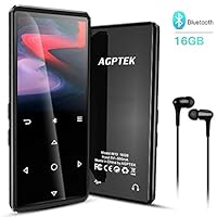 MP3 Player with Bluetooth, AGPTEK 16GB Portable Music Player Support AirPods Connection, Independent Bluetooth Touch Button, Bookmark, FM Radio, FM Recording, Expandable up to 128GB