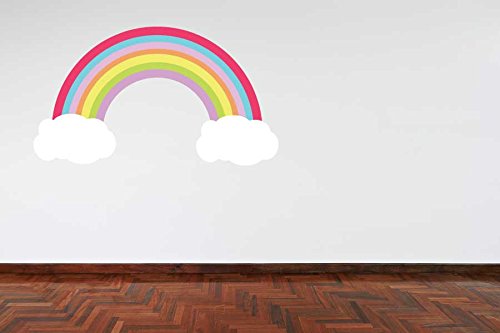 60 Second Makeover Limited Full Colour Pastel Colour Rainbow and Clouds Girls Bedroom Wall Sticker Decal Kids Bedroom Decoration Nursery Baby Room