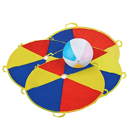 image for Sonyabecca 4pcs 4ft Parachute Volleyball Set Team Games Kids Play Para
