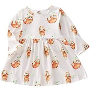 Borlai Baby Meisjes Tutu Jurk Dier Luiaard Lange Mouw Een Stuk Overall Zomer Zonnejurk Rok