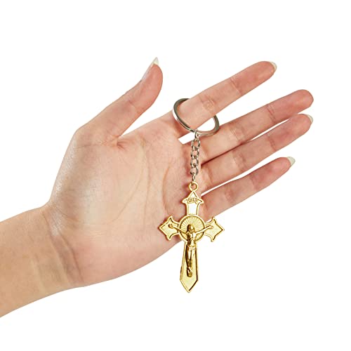 Juvale 24 Pack Christian Cross Keychains, Bulk Religious Key Holders