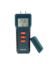 Medidor de humedad de madera, medidor de humedad para madera paredes secas plantas yeso con 2 pines de temperatura y humedad, pantalla medidor (azul)