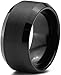 Charming Jewelers Tungsten Wedding Band Ring 10mm for Men Women Comfort Fit Black Beveled Edge Polished Brushed