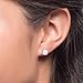 925 Sterling Silver Opal Stud Earrings, 6mm Round Stud Earrings in White Gold or Rose Gold for Women (White Gold)
