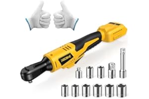 XGOBHC 3/8 Inch Cordless Ratchet Wrench for DeWALT 20V Max Battery - 42Ft-Lbs Brushless Motor Electric Ratchet Set with 0-220RPM Variable Speed, 8 Sockets, 3/8" and 1/4" Adapters,3" Extension Bar (Tool Only)