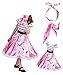 WYBAM 4-12years Old Girls 1950's Pink Poodle Dress and Scarf Costume Evening Wear for Party