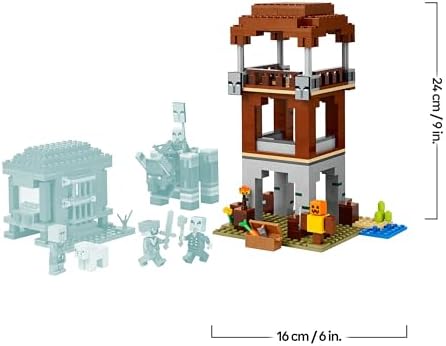 Minecraft EIN Verwüster am Plünderer-Außenposten - Gaming Spielzeug für Kinder - Minifigur mit Schnappkiefer Funktion und Dorf Festung - Gaming Geschenk für Jungen & Mädchen ab 8 Jahren - 21278