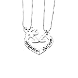 Simple Her Buck&His Doe Heart-shaped Elk Split couple necklace Sets of chain 2PCS