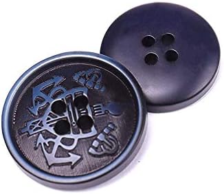 ZEJEUER Pack of 50 DIY Vintage Anchor Buttons Round 4 Holes for Sewing Crafting 18mm ZJ002 (50pcs Blue)