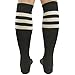 Fasoar Unisex Knee High Long Stripe Football Sports Tube Socks(3-12 Packs)