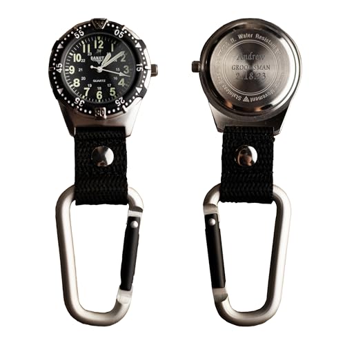 Dakota Personalized Outdoor Gear & Workwear for Men – Engraved Backpacker Clip Watch, Customized Gifts for Dad, Husband, Boyfriend & Groomsmen – Birthday & Father’s Day Gift Ideas