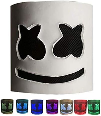 NECHARI Music Helmet&DJ Led Mask Party Props Music Festival Full Head Latex Mask White