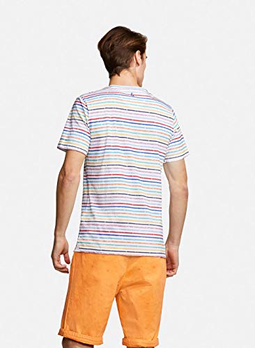 Colours-Sons-Herren-T-Shirt-Phil-Reine-Baumwolle-Rundhalsausschnitt-Streifen-Mehrfarbig