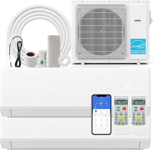 SIMOE 18K BTU Dual Zone 12000 + 12000 BTU Mini Split AC & Heat Pump, Work with Alexa, 22 SEER2 208-230V, Wifi Enabled Mini Split Air Conditioner with Pre-Charged Condenser