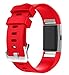 ZSZCXD for Fitbit Charge 2 Bands, New Bracelet Strap Replacement Band Wristband with Secure Silicone Fasteners Metal Clasps for Fitbit Charge 2 (No Tracker) (Red, 5.5-8.1 Inches Wrist)