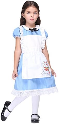 Girlscos Girl's Princess Alice In Wonderland Dress Kids Halloween Cosplay Costumes Medium Blue