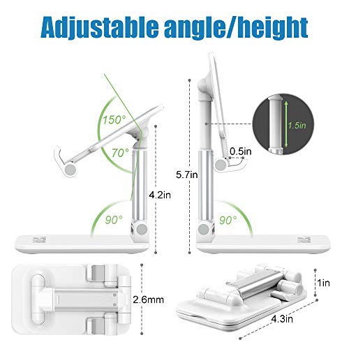 Cell Phone Stand Foldable, Angle & Height Adjustable Desk Phone Stand, Anti-Slip Base Tablet Stand Compatible with 4\
