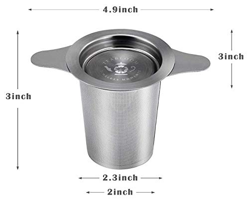 Teabloom Universal Tea Infuser with Coaster Lid - Fits Standard Teapots, Cups, Mugs - Food Grade 8/18 Stainless Steel - Large Capacity with Extra-Fine Mesh