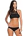 Ekouaer Bikini Sets Womens 2 PC Mesh Crochet Swimsuits High Neck Bathing Suits S-XXL