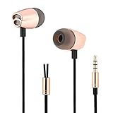UEELR US-02 Best in ear headset metal earbuds wire bass microphone has 3.5 mm jacks. (rose gold)