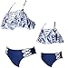 KABETY Girls Swimsuit Two Pieces Bikini Set Ruffle Falbala Swimwear Bathing Suits (Blue Floral, 9-10 Years)