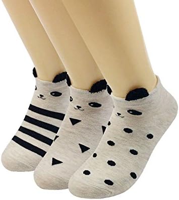 Keepeeda Women's Panda Pattern Cartoon No Show Low Cut Cotton Socks （3 pairs）
