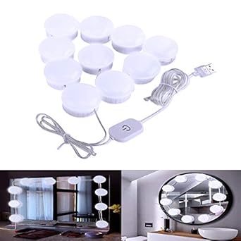 Xftopse Makeup Lights Usb Powered Hollywood Style Dimmable Mirror Light Bulb Plug In Led Vanity Lighting Strip With Quality Adhesive For Diy Lighted Mirror Amazon Com Industrial Scientific