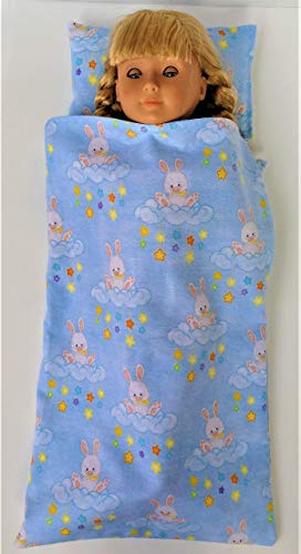 Easter Baskets For Little Girls 14” Inch 16 Inch 18 Inch Doll Clothes And Accessories Bed Sleeping Bag Set: Bunny Rabbit Pillow + Sleepwear Fit American Doll Girl Glitter Girls Doll Bed Accessories
