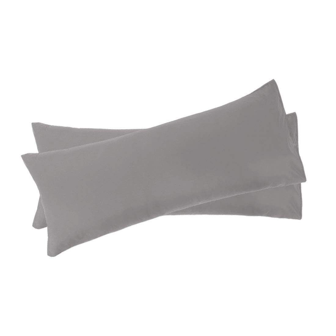 sourcing map Bolster Pillowcase Soft 1800 Series Microfiber 90 Gsm Ployester, Set of 2 Long Pillow Covers for Body Pillows 4ft, 4.5ft, 5ft, 6ft Grey 50 x 150cm/ 5ft