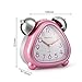 Chelvee Alarm Clock, Twin Bell Carton Quartz Analog Alarm Clock for Kids, Desk & Shelf Alarm Clock with Night Light, Snooze, Non-Ticking, 2 AA Battery Powered (Pink1)