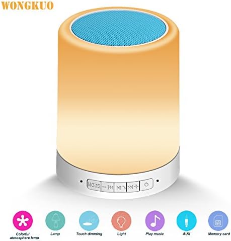 WONGKUO Portable Night Light Table Lamp Wireless Bluetooth Speaker Smart Touch LED Lamp With TF Card/MP3 Player/AUX Supported(Blue)