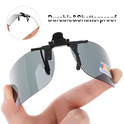 Hifot Sonnenbrille Aufsatz Clip on Sonnenbrille 2 Pack, polarisierte Linse passen über Korrekturbrillen, Flip-up randlose Myopie Sonnenbrille für Frauen und Männer – Bild 4