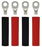 Simple Electric Solutions 4 Pack - 4 Guage - 3/8 Ring - Tinned Copper Marine Battery Welding Lug Terminal Connectors - Dual Wall Adhesive Heat Shrink Included
